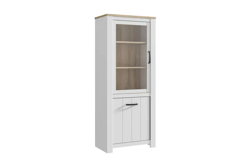 Crumpton Vitrinskåp 42 cm djup 77 cm bred 185 cm hög Ljust Trä - Vit/Brun — Vit/Brun