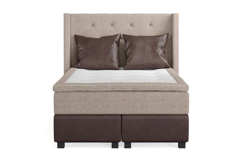 Cuba Sängpaket 140x200 med Två Bruna Kuddar - (+Fler val) Beige/Brun — (+Fler val) Beige/Brun