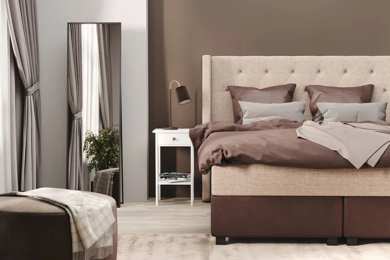 Cuba Sängpaket 160x200 med Två Bruna Kuddar - (+Fler val) Beige/Brun — (+Fler val) Beige/Brun