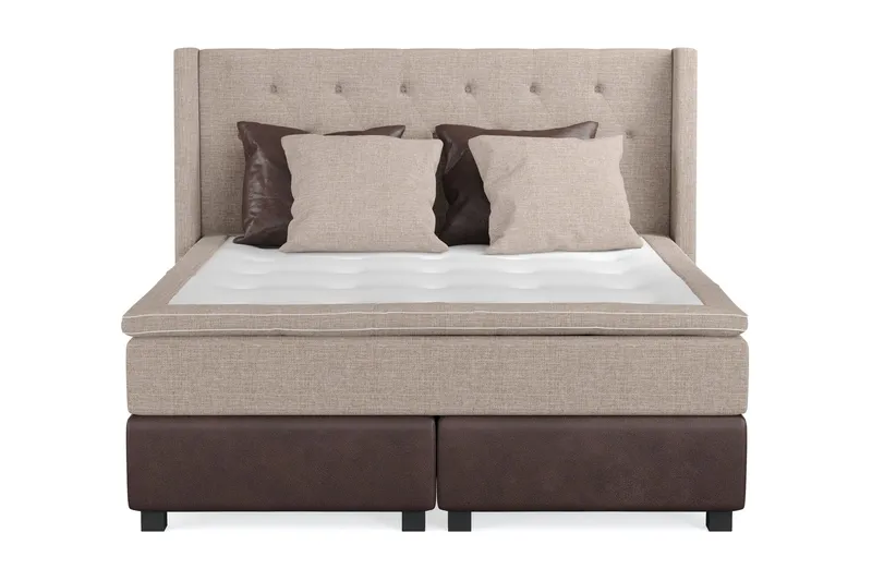 Cuba Sängpaket 160x200 med Två Bruna Två Beiga Kuddar - (+Fler val) Beige/Brun — (+Fler val) Beige/Brun