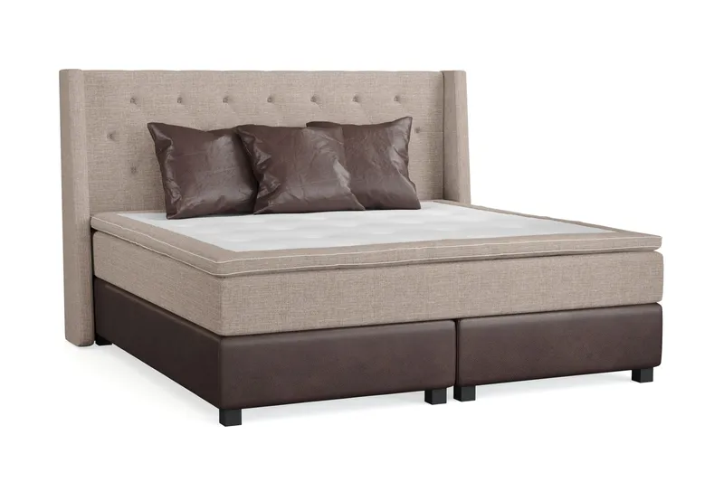 Cuba Sängpaket 210x210 med Tre Bruna Kuddar - (+Fler val) Beige/Brun — (+Fler val) Beige/Brun