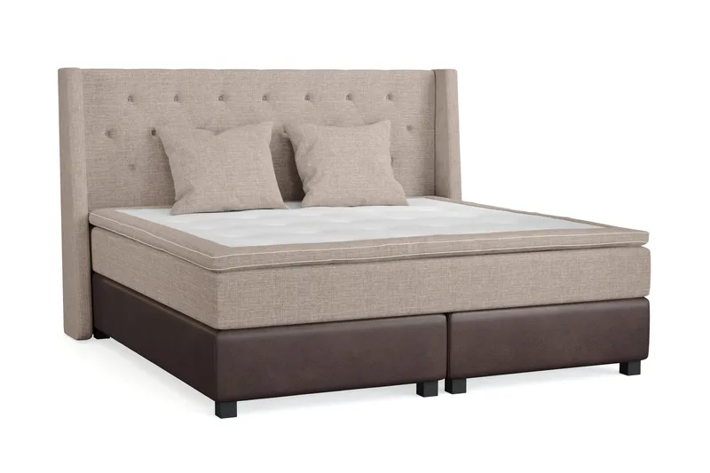 Cuba Sängpaket 210x210 med Två Beiga Kuddar - (+Fler val) Beige/Brun — (+Fler val) Beige/Brun