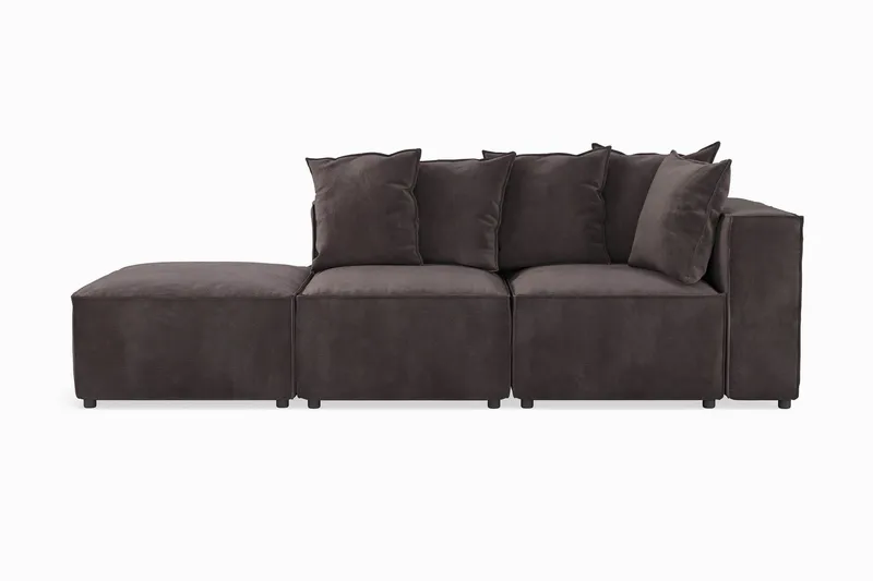 Cubo 3-sits Djup Modulsoffa + Fotpall i Sammet - Mörkgrå (Art.nr 1597406) — Andrarum