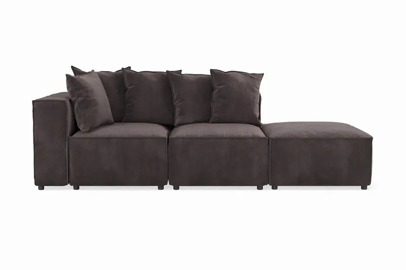 Cubo 3-sits Djup Modulsoffa + Fotpall i Sammet - Mörkgrå (Art.nr 1597403) — Andrarum