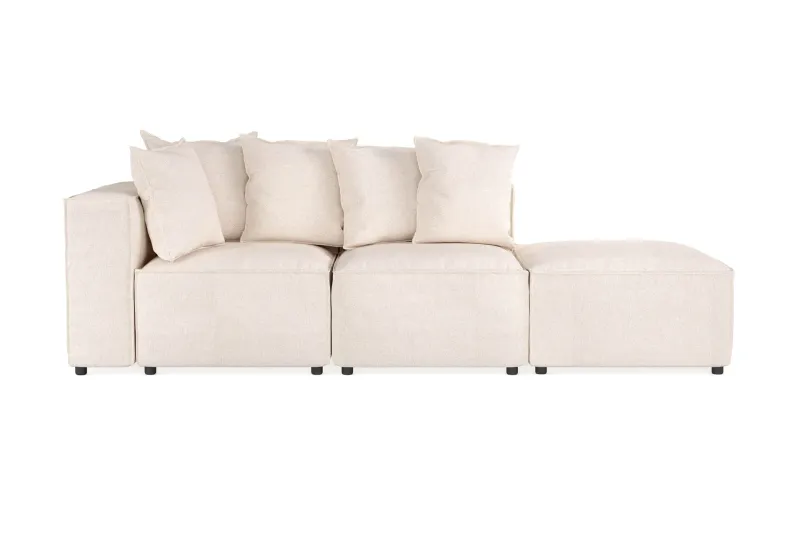 Cubo 3-sits Djup Modulsoffa + Fotpall i Tyg - Beige (Art.nr 1597404) — Andrarum
