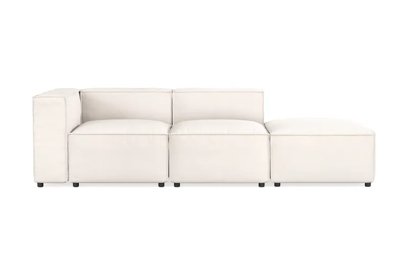 Cubo 3-sits Djup Modulsoffa + Fotpall i Tyg - Vit (Art.nr 3056736) — Andrarum