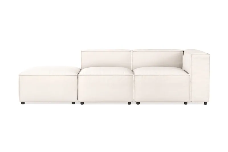 Cubo 3-sits Djup Modulsoffa + Fotpall i Tyg - Vit (Art.nr 3056731) — Andrarum