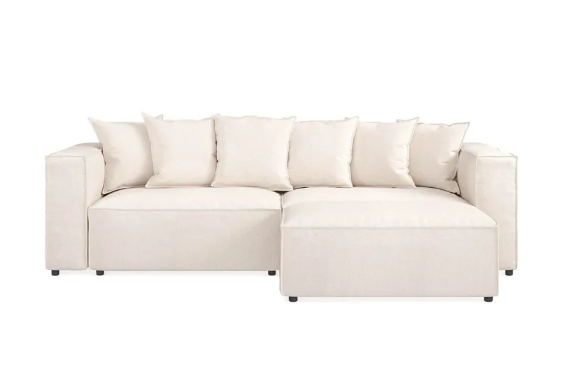 Cubo 4-sits L-formad Djup Modulsoffa med Divan i Tyg - Beige — Andrarum