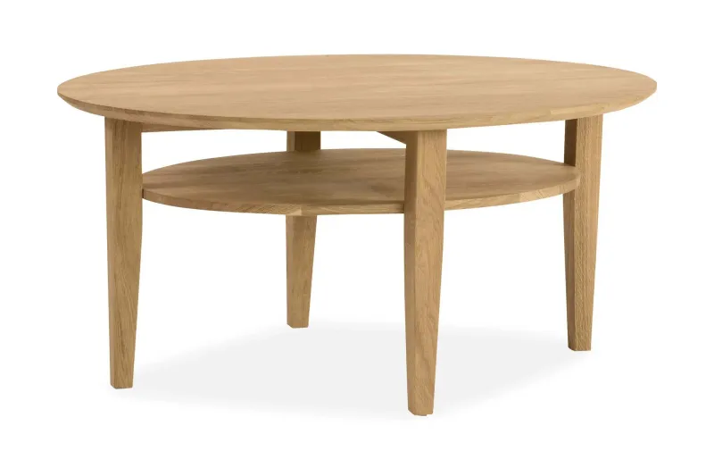 Cullman Soffbord 90 cm Ovalt med Förvaring Hylla - Ek — Funky & Co