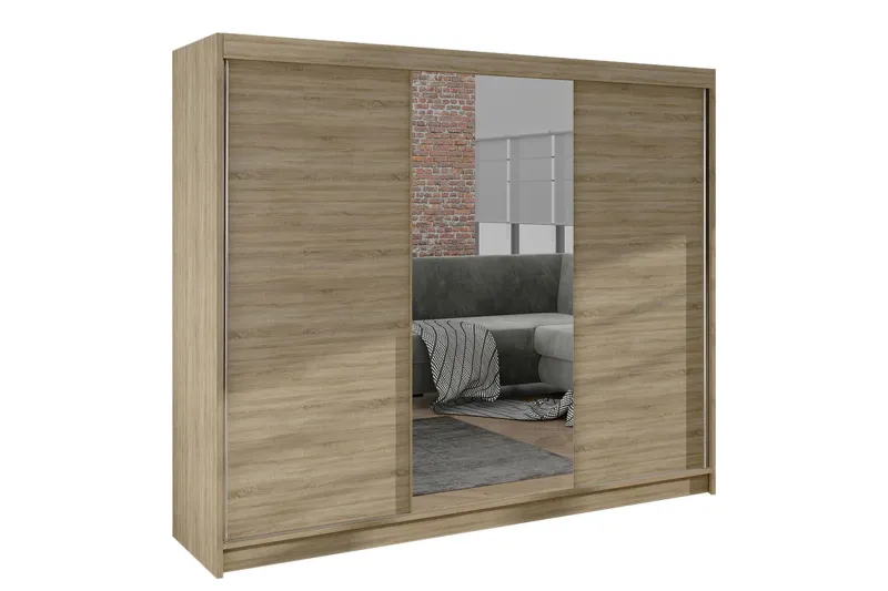Cyria Garderob med Spegel 200x215 cm - Beige — Beige