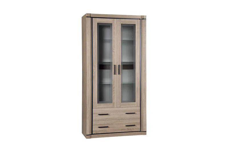 Dallas Vitrinskåp 97x43,5x192 cm - Beige/Grå — Beige/Grå