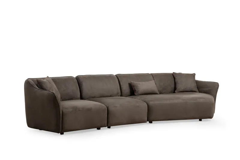 Damor Svängd Soffa 4-sits - Brun — Brun