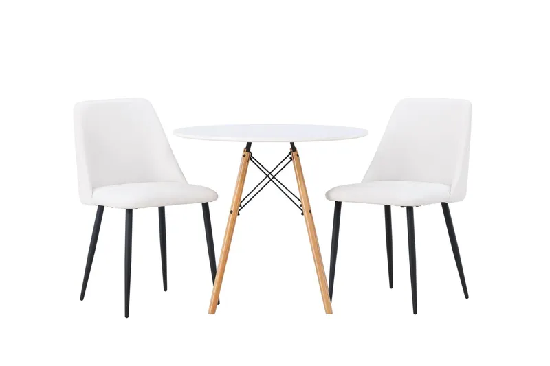 Danburi Matgrupp 60 cm Rund med 2 Night stolar - Vit — Venture Home