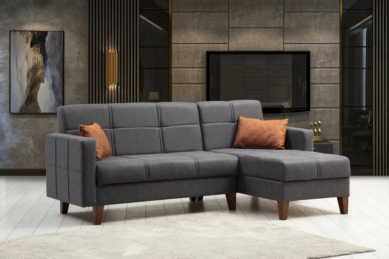 Darcia Bäddsoffa m. Divan 3-sits - Mörkgrå — Mörkgrå