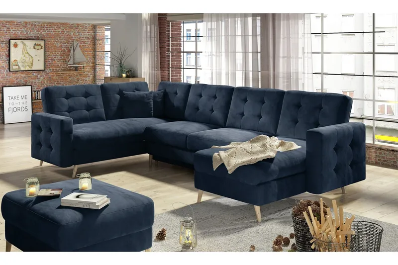 Deadra Bäddsoffa med Dubbeldivan - Blå (Art.nr 697025) — Blå
