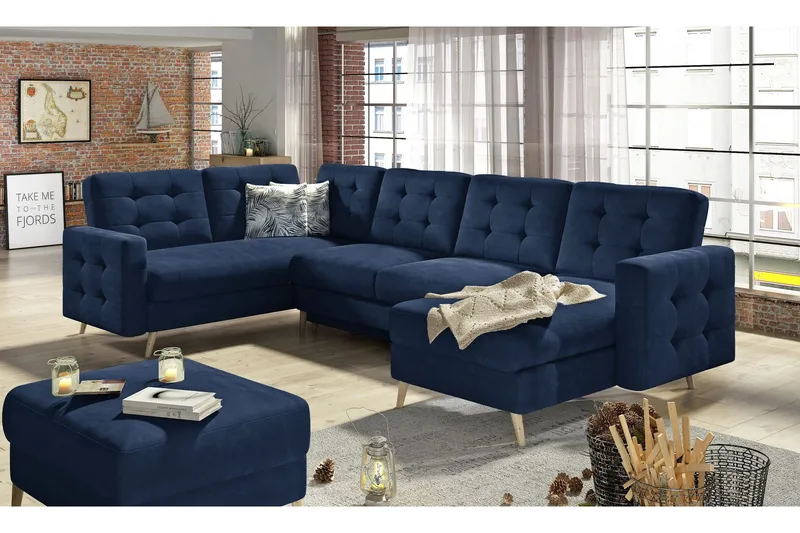 Deadra Bäddsoffa med Dubbeldivan - Blå (Art.nr 695789) — Blå