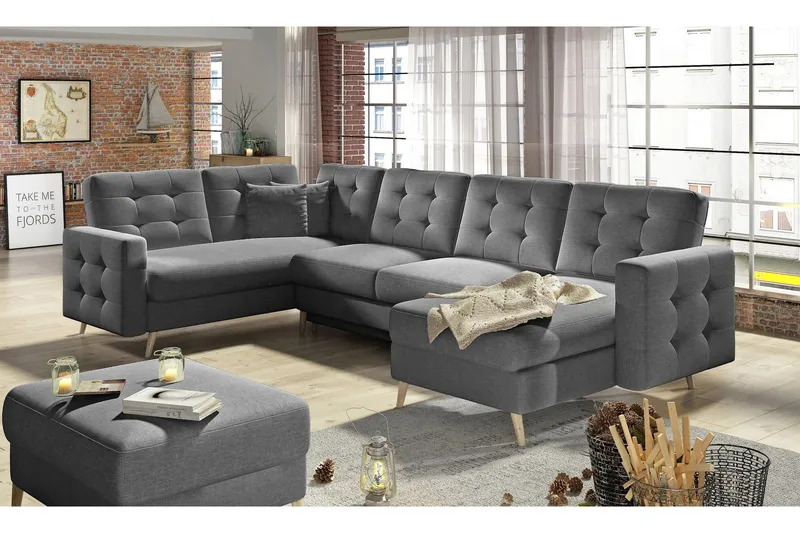Deadra Bäddsoffa med Dubbeldivan - Grå (Art.nr 696372) — Grå