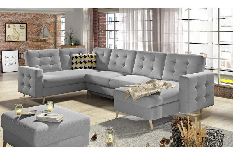 Deadra Bäddsoffa med Dubbeldivan - Grå (Art.nr 695530) — Grå