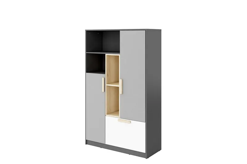 Dekona Highboard - Mörkgrå/Ljusgrå/Vit/Beige — Mörkgrå/Ljusgrå/Vit/Beige