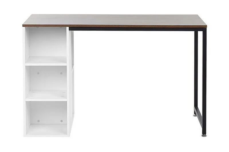 Dese Skrivbord 120 cm med Förvaring - Mörkt Trä/Vit — Mörkt Trä/Vit