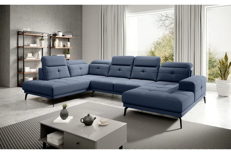 Devender Soffa m. Divan och Schäslong - Blå (Art.nr 1565103) — Blå