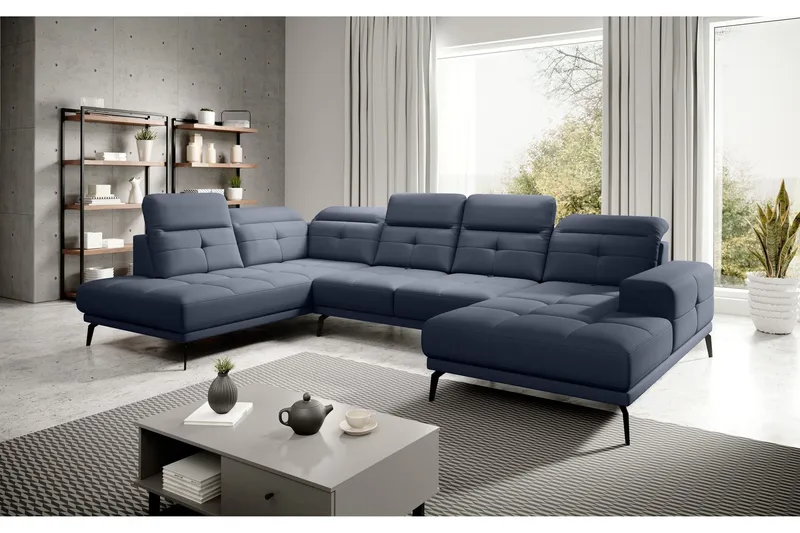 Devender Soffa m. Divan och Schäslong - Blå (Art.nr 1565142) — Blå
