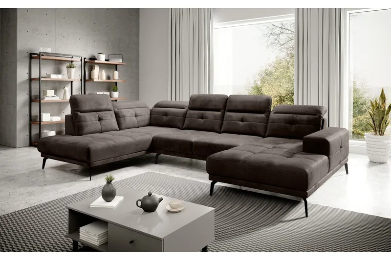 Devender Soffa m. Divan och Schäslong - Brun (Art.nr 1565120) — Brun