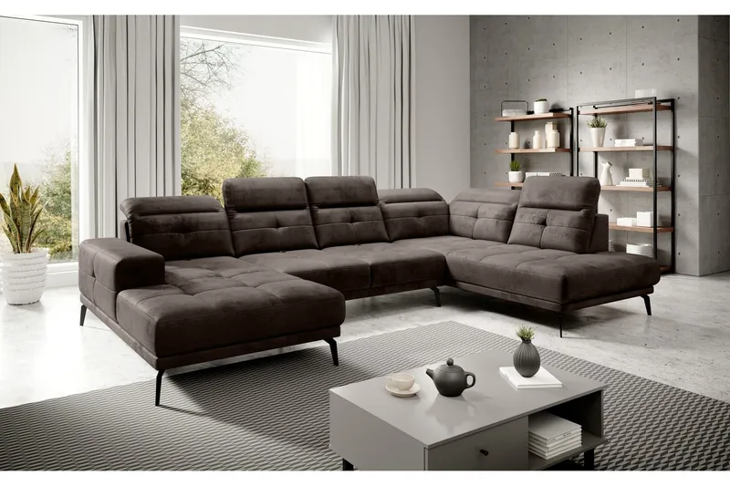 Devender Soffa m. Divan och Schäslong - Brun (Art.nr 1565209) — Brun