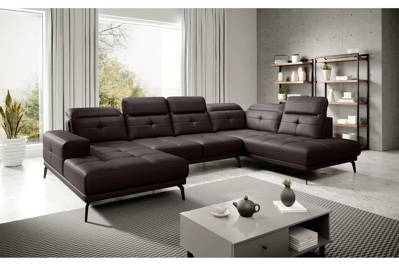 Devender Soffa m. Divan och Schäslong - Brun (Art.nr 1565402) — Brun