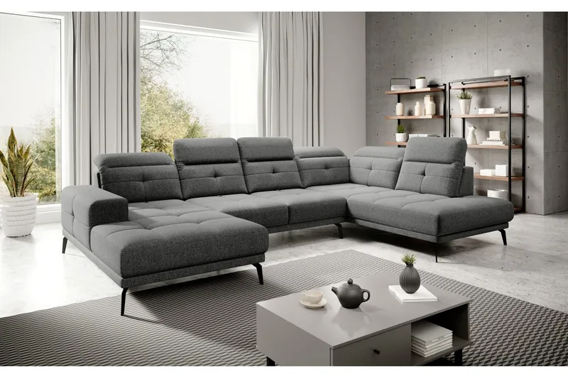 Devender Soffa m. Divan och Schäslong - Grå (Art.nr 1565123) — Grå