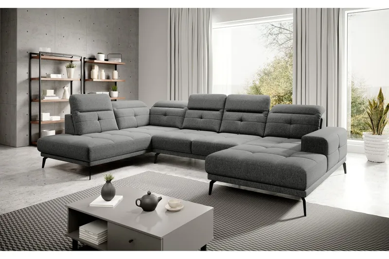 Devender Soffa m. Divan och Schäslong - Grå (Art.nr 1565160) — Grå