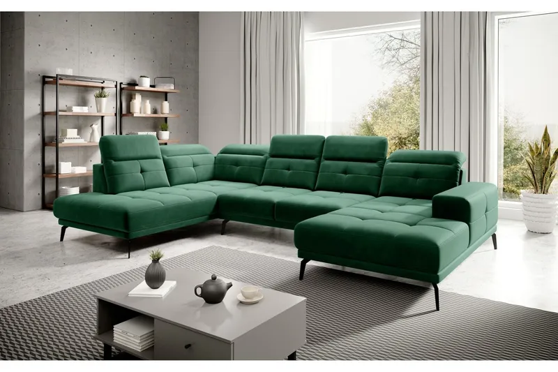 Devender Soffa m. Divan och Schäslong - Grön (Art.nr 1565296) — Grön