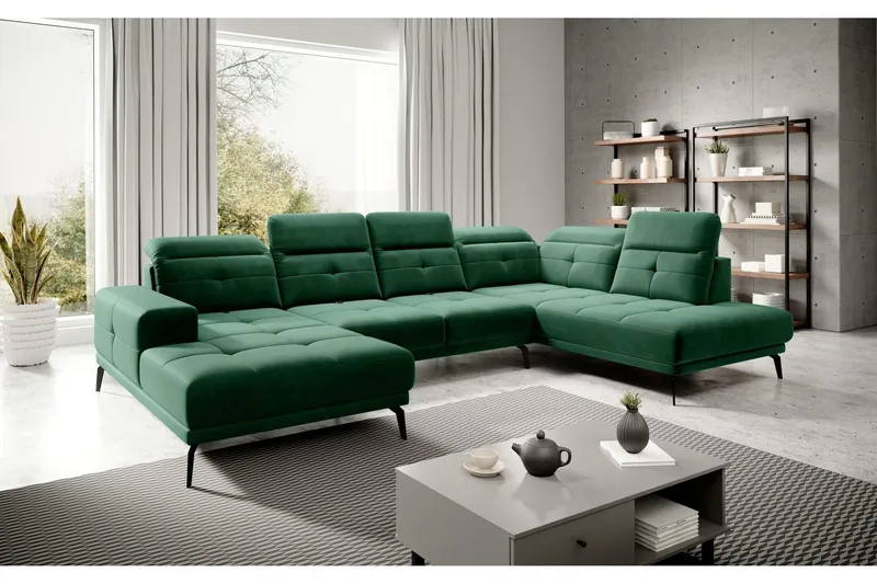 Devender Soffa m. Divan och Schäslong - Grön (Art.nr 1565056) — Grön