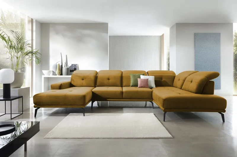 Devender Soffa m. Divan och Schäslong - Gul (Art.nr 1565072) — Gul