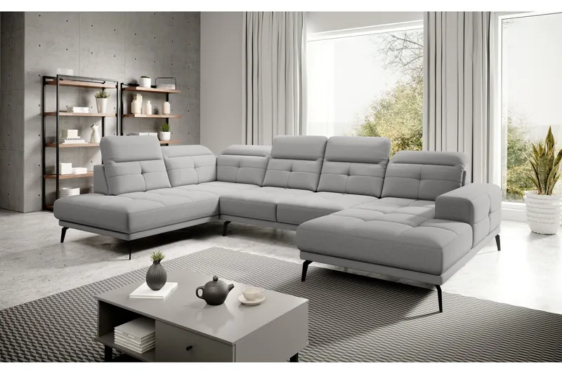 Devender Soffa m. Divan och Schäslong - Ljusgrå (Art.nr 1565207) — Ljusgrå