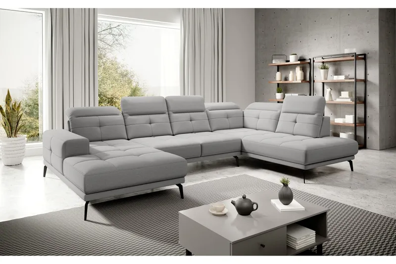 Devender Soffa m. Divan och Schäslong - Ljusgrå (Art.nr 1565231) — Ljusgrå