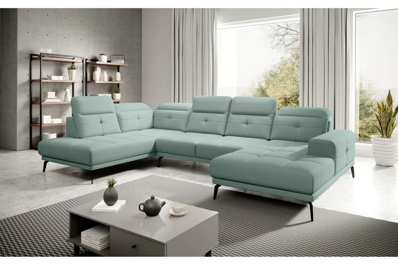 Devender Soffa m. Divan och Schäslong - Ljusgrön (Art.nr 1565245) — Ljusgrön
