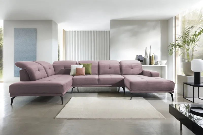Devender Soffa m. Divan och Schäslong - Ljusrosa (Art.nr 1565059) — Ljusrosa