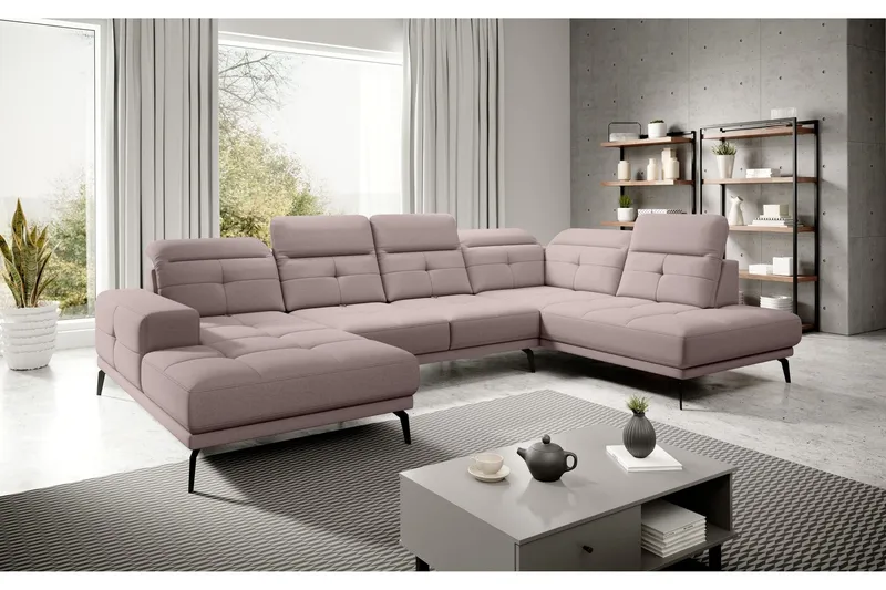 Devender Soffa m. Divan och Schäslong - Ljusrosa (Art.nr 1565294) — Ljusrosa