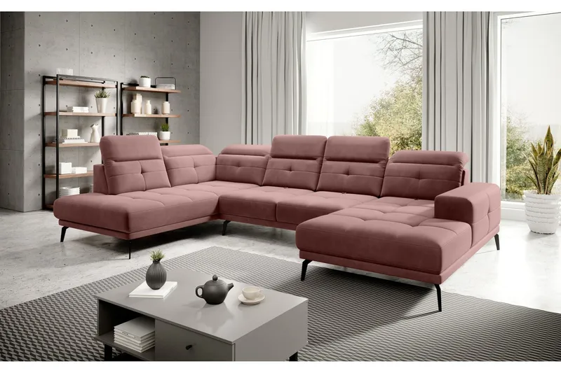 Devender Soffa m. Divan och Schäslong - Rosa (Art.nr 1565349) — Rosa