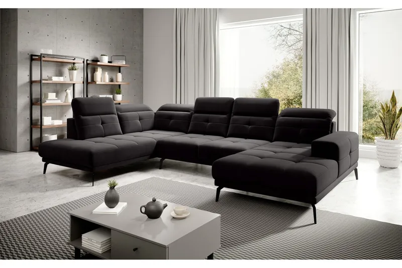 Devender Soffa m. Divan och Schäslong - Svart (Art.nr 1565069) — Svart