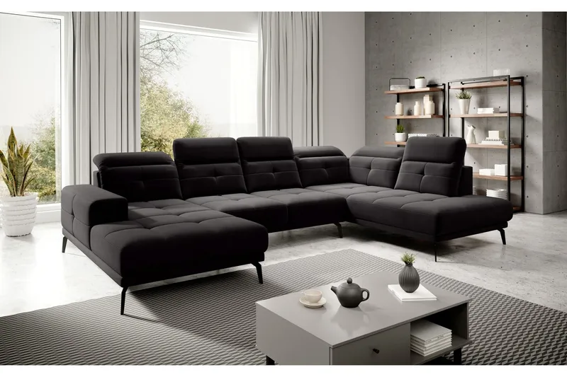 Devender Soffa m. Divan och Schäslong - Svart (Art.nr 1565148) — Svart