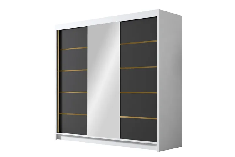 Dianna Garderob med Spegel 200x215 cm - Svart/Vit — Svart/Vit