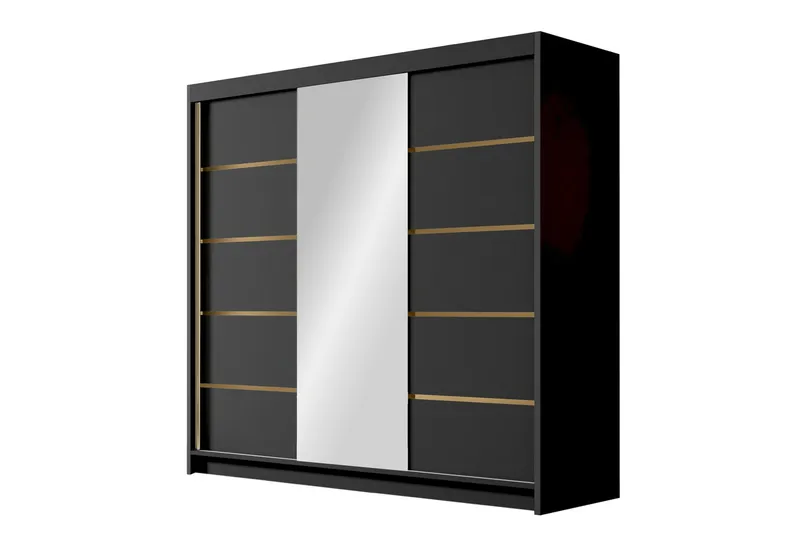 Dianna Garderob med Spegel 200x215 cm - Svart — Svart