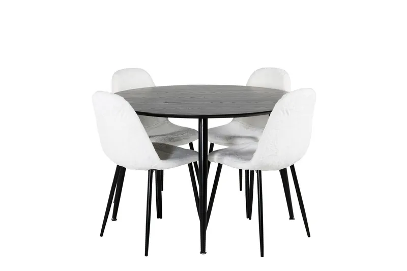 Dipp Matgrupp 115 cm Rund med 4 Polar stolar - Svart (Art.nr 3059228) — Venture Home