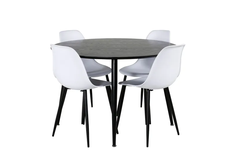 Dipp Matgrupp 115 cm Rund med 4 Polar stolar - Svart (Art.nr 3059232) — Venture Home