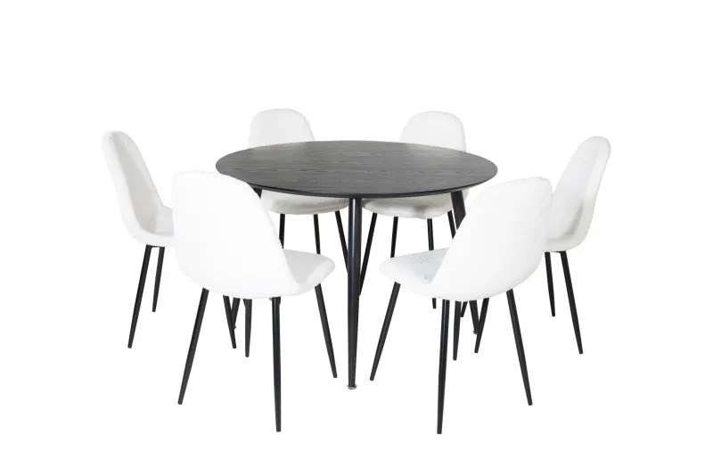 Dipp Matgrupp 115 cm Rund med 6 Polar stolar - Svart (Art.nr 3058990) — Venture Home