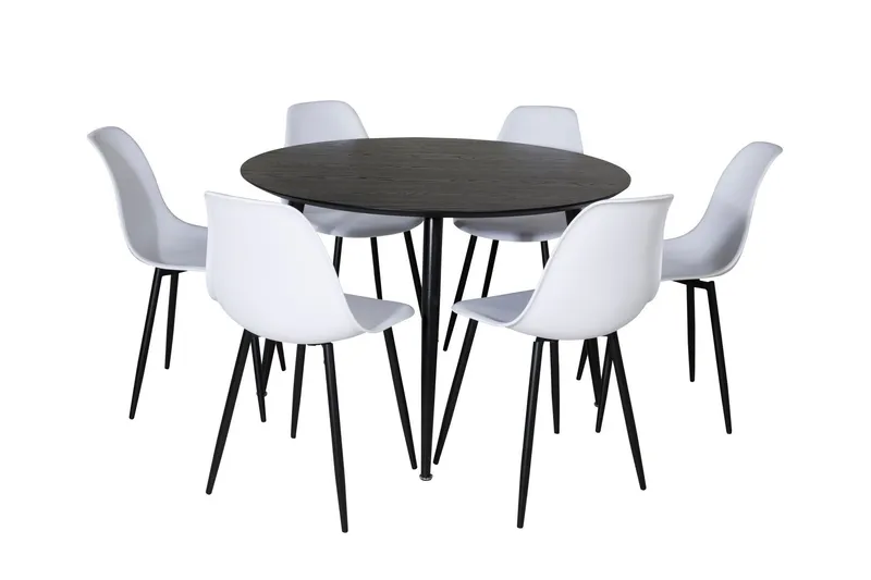 Dipp Matgrupp 115 cm Rund med 6 Polar stolar - Svart (Art.nr 3058992) — Venture Home