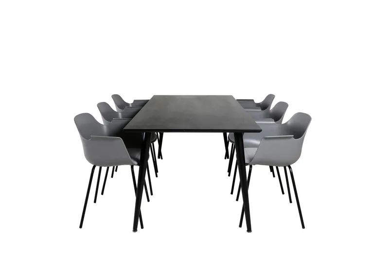 Dipp Matgrupp 180 cm Rektangulär med 6 Comfort stolar - Svart — Venture Home