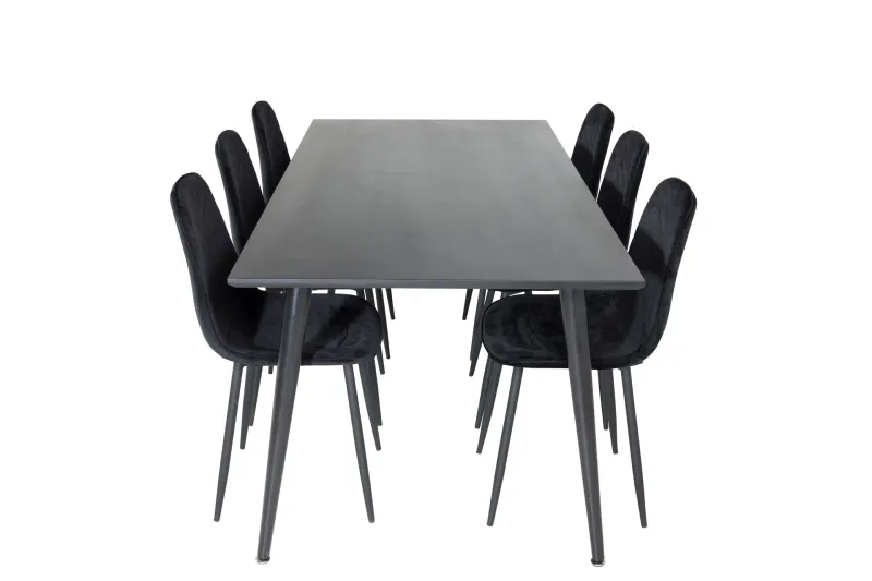 Dipp Matgrupp 180 cm Rektangulär med 6 Polar stolar - Svart (Art.nr 3059144) — Venture Home
